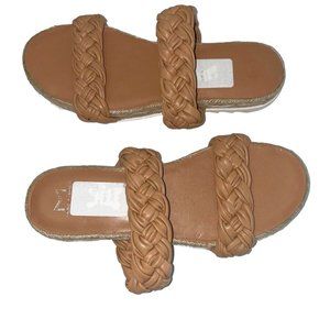 Marc Fisher LTD Beige Jaimee Leather Braided Espadrilles Sandals 7.5M NWOB